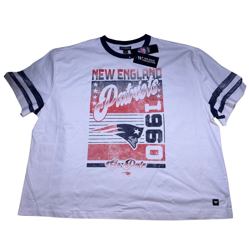 The Wild Collective New England Patriots T-Shirt Womens‎ 2XL Cream NFL NWT